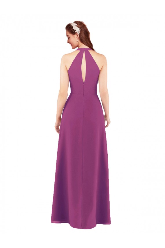Discount Sassy Chiffon Bridesmaid Dress with Halter Neckline UK