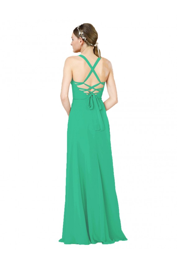 Discount Classic Chiffon Bridesmaid Dress with Lace-Up Back UK