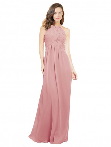 Discount Chiffon Bridesmaids Dress with Draped Bodice and Keyhole Back UK