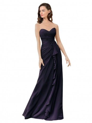 Discount Strapless Chiffon Bridesmaids Dress with Sweetheart Neckline UK