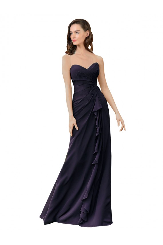 Discount Strapless Chiffon Bridesmaids Dress with Sweetheart Neckline UK