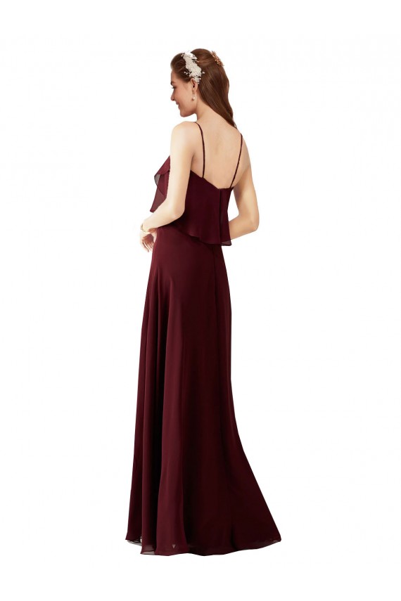 Discount Chiffon Bridesmaids Dress with Spaghetti Straps UK