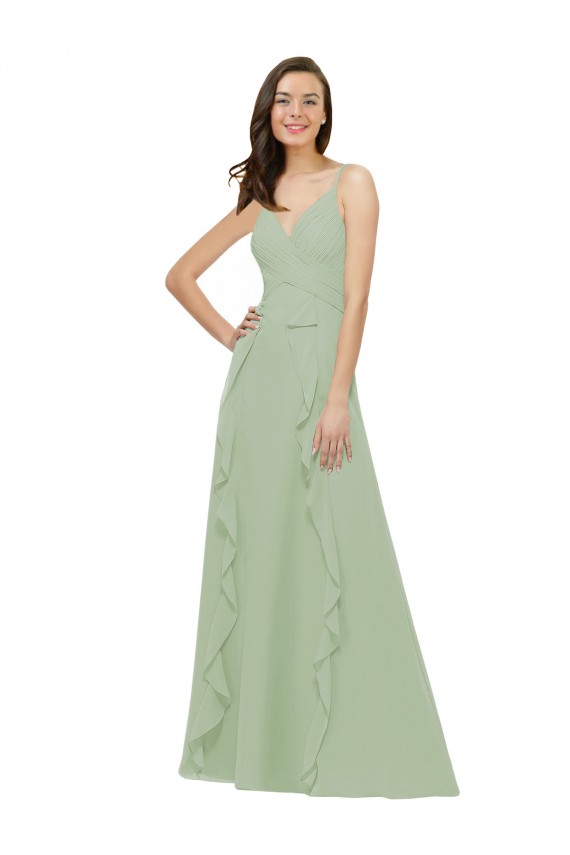 Discount Chiffon Bridesmaid Dress with Ruffles and Draping UK