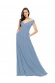 Discount Chiffon Bridesmaid Dress with Classic Off the Shoulder Neckline UK