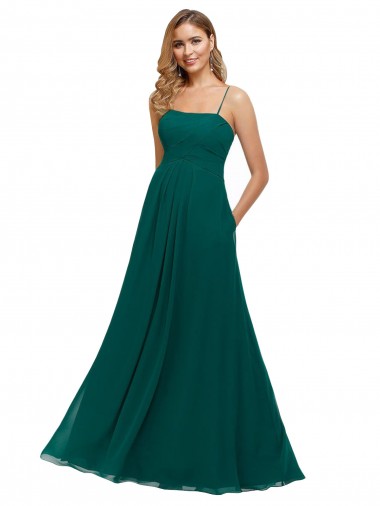 Discount Chiffon Bridesmaid Dress with Pleated Bodice and Straps UK
