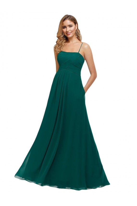 Discount Chiffon Bridesmaid Dress with Pleated Bodice and Straps UK