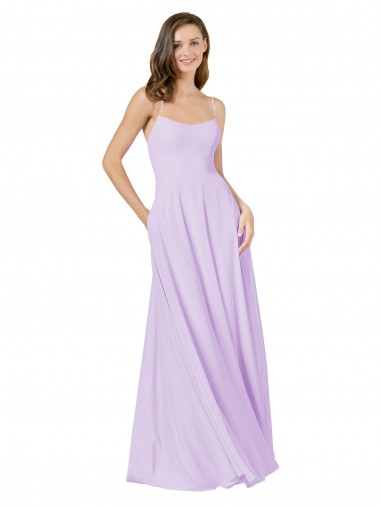 Discount Simple Chiffon Bridesmaid Dress with Pocket UK