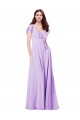 Discount Flutter Sleeves V-Neck Chiffon Bridesmaid Dress UK
