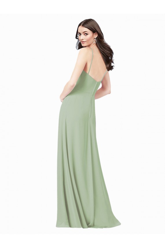 Discount Floor Length Long Chiffon Bridesmaid Dress with Side Slit UK