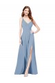 Discount Surplice Bodice A-Line Long Chiffon Bridesmaid Dress UK