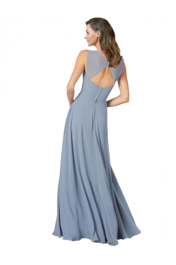 Discount Surplice Bodice A-Line Long Chiffon Bridesmaid Dress UK