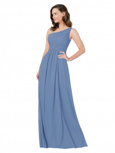 Discount Pleated One Shoulder Chiffon Bridesmaid Dress UK