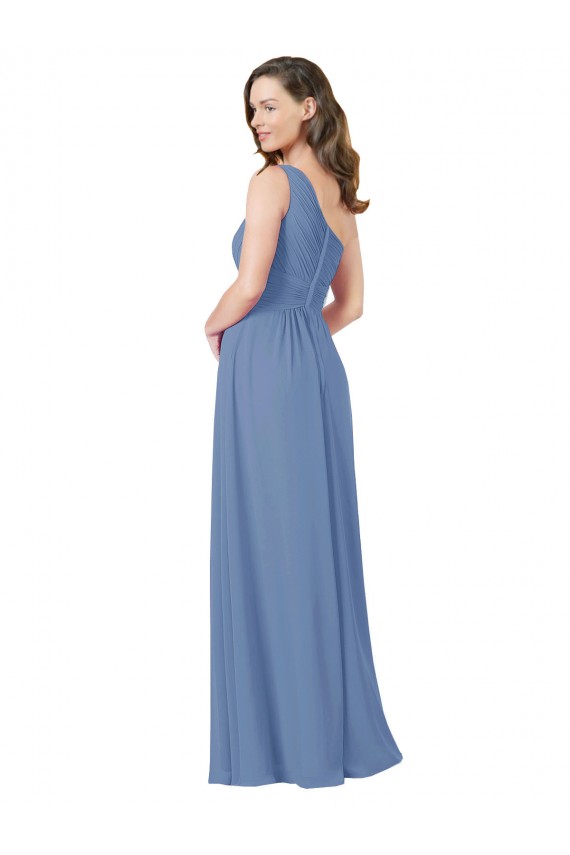 Discount Pleated One Shoulder Chiffon Bridesmaid Dress UK
