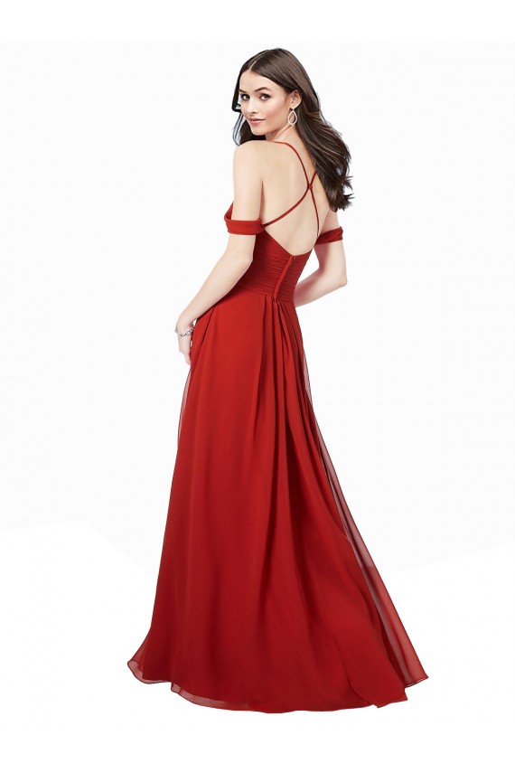 Discount Cold Shoulder Chiffon Bridesmaid Dress UK