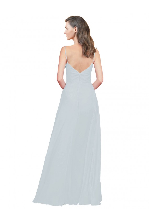 Discount Slim A-Line Chiffon Bridesmaid Dress with Spaghetti Strap Gathered Bodice UK