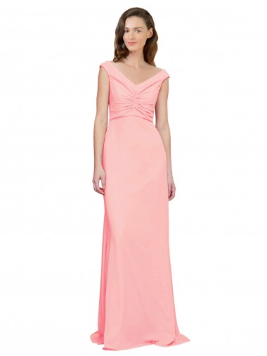 Discount Luxe Chiffon Bridesmaid Dress with Shoulder Tip Gathered Bodice UK