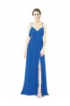 Discount Spaghetti Strap Chiffon Bridesmaids Dress with Asymmetrical Ruffle and Front Slit UK