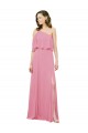 Discount Sleeved One Shoulder Chiffon Bridesmaids Dress with Draped Ruffle Overlay UK