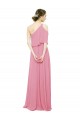 Discount Sleeved One Shoulder Chiffon Bridesmaids Dress with Draped Ruffle Overlay UK