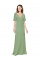 Discount Chiffon V-Neckline Wrap Bridesmaids Dress With Double Flutter Sleeve UK