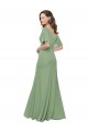 Discount Chiffon V-Neckline Wrap Bridesmaids Dress With Double Flutter Sleeve UK