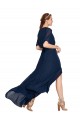 Discount V-Neck Plush Chiffon Bridesmaid Dress with Flutter Sleeves UK