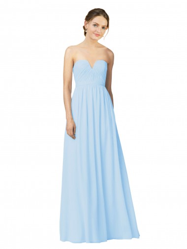 Discount Full Length Chiffon Bridesmaid Dress with Deep Sweetheat and Shirred Bodice UK