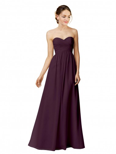 Discount Strapless Chiffon Bridesmaid Dress with Criss Cross Shirred Bodice UK