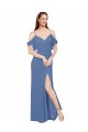 Discount Mock-Wrap Off the Shoulder Long Chiffon Bridesmaid Dress with Side Slit UK