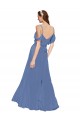 Discount Mock-Wrap Off the Shoulder Long Chiffon Bridesmaid Dress with Side Slit UK