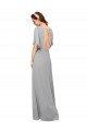 Discount V-Neck Long Chiffon Bridesmaid Dress with Dolman Sleeved Bodice and Slit UK