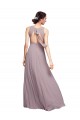 Discount Open Back Long Chiffon Bridesmaid Dress with Plunging V-Neck Bodice UK