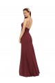 Discount High Halter Neck Long Chiffon Bridesmaid Dress with Low Scoop Back UK