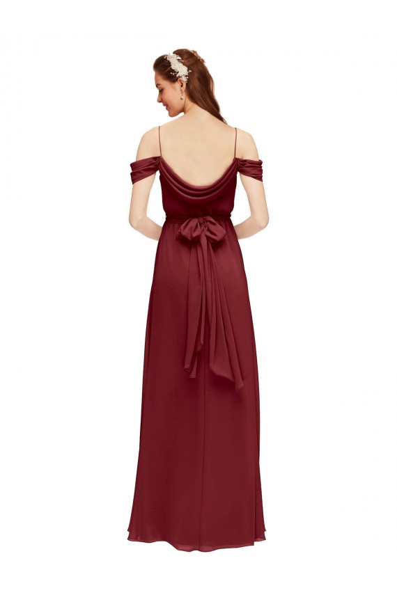 Discount Grecian Inspired Draped Off the Shoulder Long Chiffon Bridesmaid Dress UK