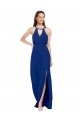 Discount High Keyhole Neck Long Chiffon Bridesmaid Dress with Slit UK