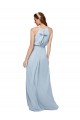 Discount High Keyhole Neck Long Chiffon Bridesmaid Dress with Slit UK