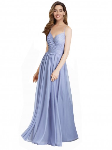Discount Ruched Criss Over Bodice Chiffon Bridesmaid Dress with Lace Open Back UK