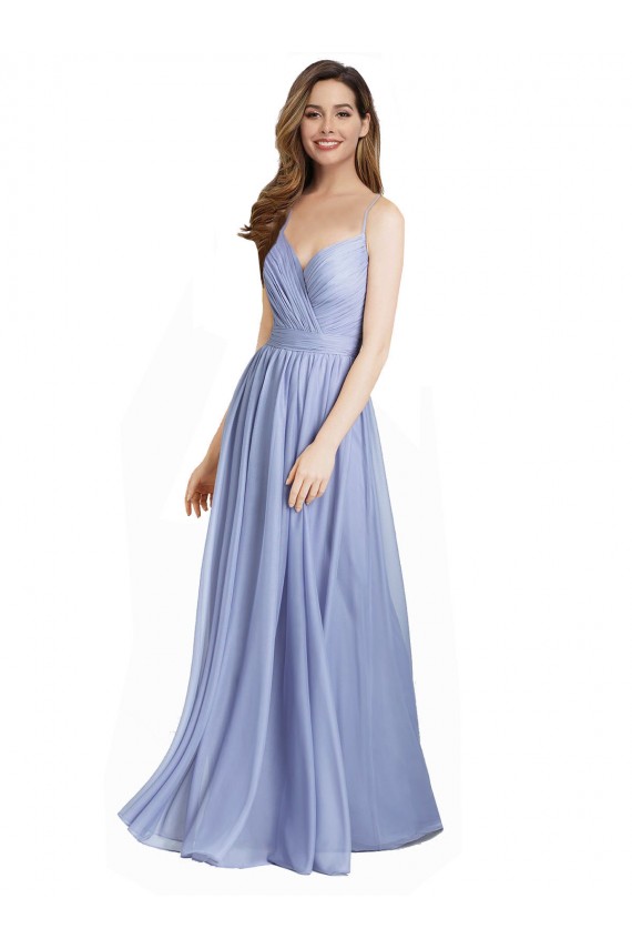 Discount Ruched Criss Over Bodice Chiffon Bridesmaid Dress with Lace Open Back UK