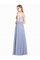 Discount Ruched Criss Over Bodice Chiffon Bridesmaid Dress with Lace Open Back UK