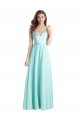 Discount Long V-Neck Chiffon Bridesmaid Dress with Satin Bodice UK