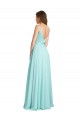 Discount Long V-Neck Chiffon Bridesmaid Dress with Satin Bodice UK