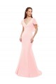 Discount Fit and Flare Chiffon Bridesmaid Dress with V-Neck and Flutter Sleeves UK