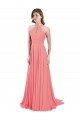 Discount Draped A-Line Chiffon Bridesmaid Dress with Halter Keyhole Neckline UK