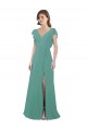 Discount Full Length Chiffon Bridesmaid Dress with Ruffled Cap Sleeves and Side Slit UK