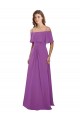 Discount Draped Off The Shoulder Chiffon Bridesmaid Dress with Spaghetti Straps and Ruffled Neckline UK