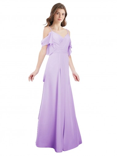 Discount Chiffon Bridesmaid Dress with Draped Sweetheart Bodice and Off The Shoulder Flounces UK