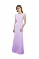 Discount Chiffon Column Bridesmaid Dress with High Round Neckline and Cap Sleeves UK
