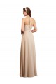Discount Draped Halter Neck Long Chiffon Bridesmaid Dress with Tie Back UK