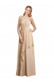Discount Draped Long Chiffon A-Line Dress with Cascading Ruffles UK