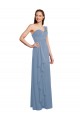 Discount Single Shoulder Strap Long Chiffon Bridesmaid Dress with Cascading Ruffles UK